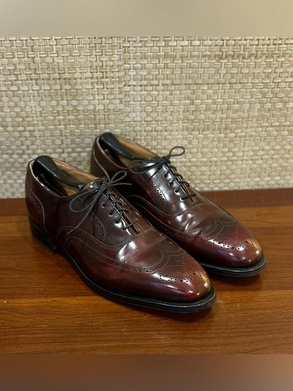 🌟HP🌟VTG 1980s-90s Johnston & Murphy Burgundy Leather Wingtip Oxfords 9 C/A USA